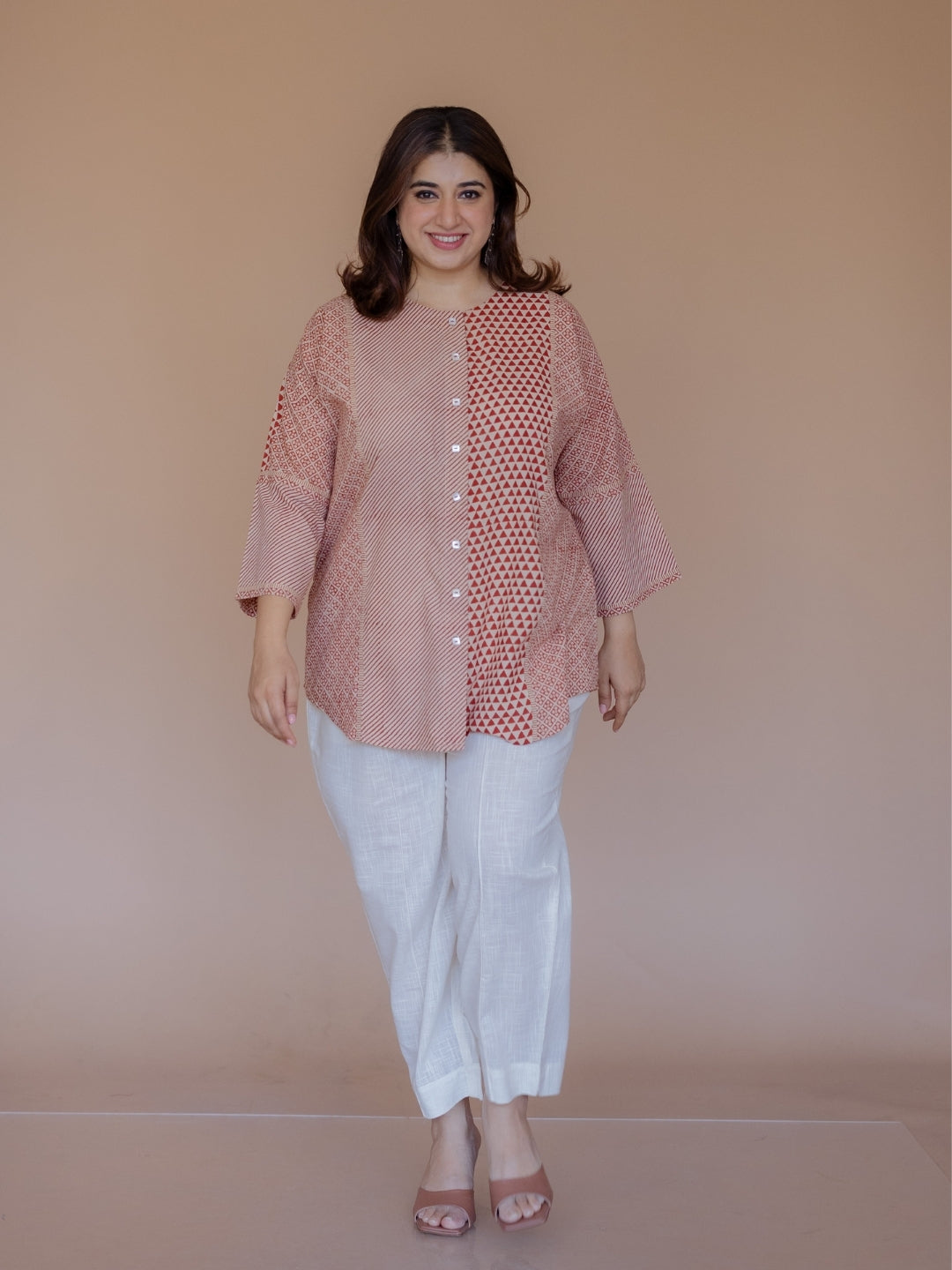 Palak Red Bagru Cotton Anti- Fit Short Top