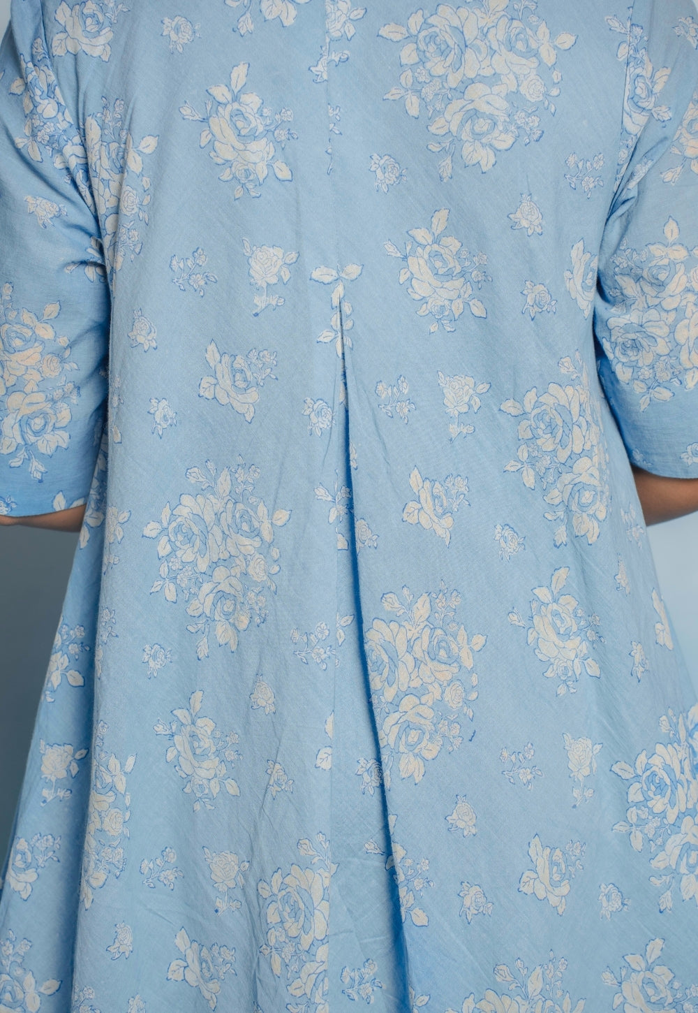 Srisha Blue Dabu Mul Cotton A Line Dress