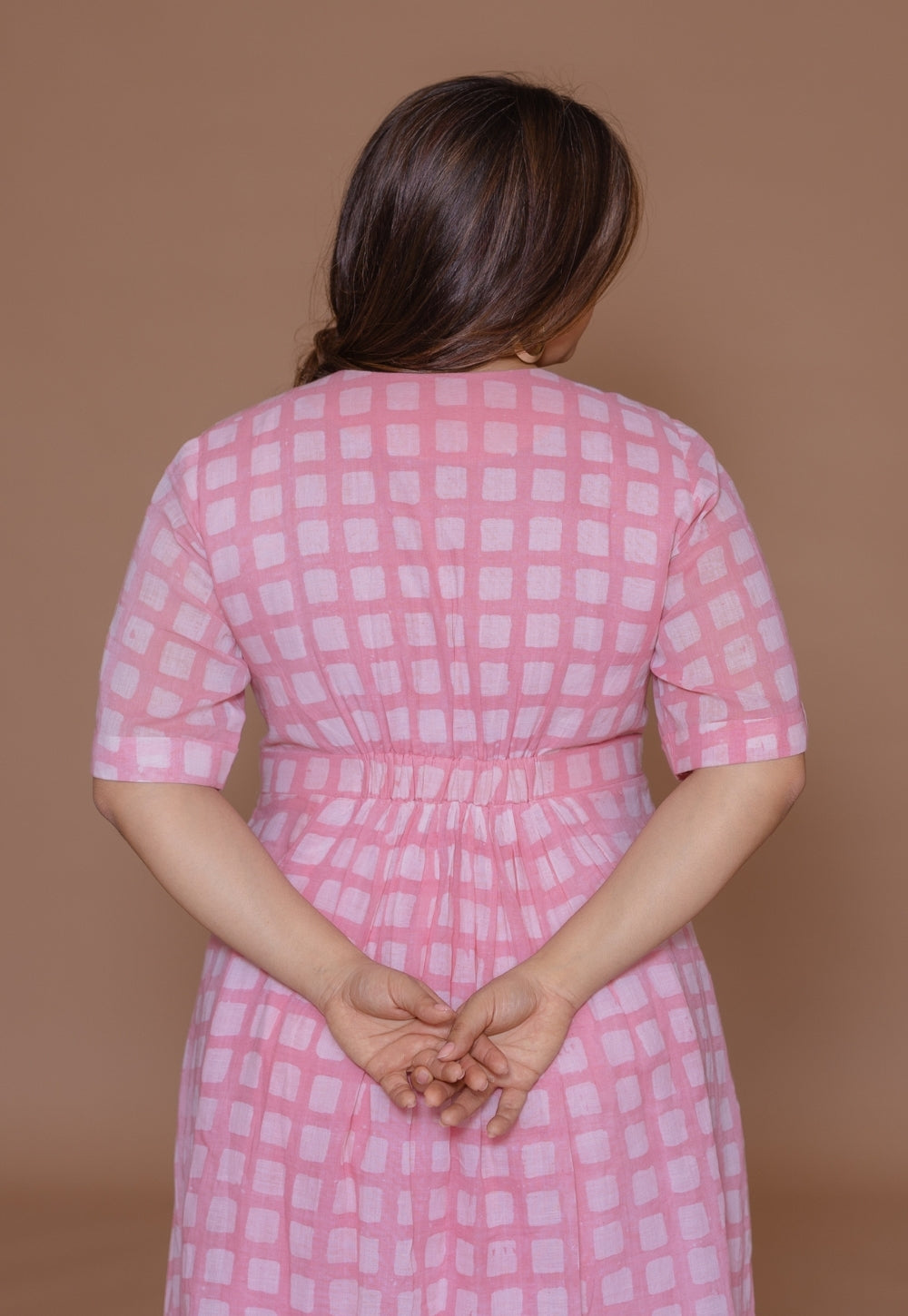Kinza Pink Batik MulMul A Line Dress