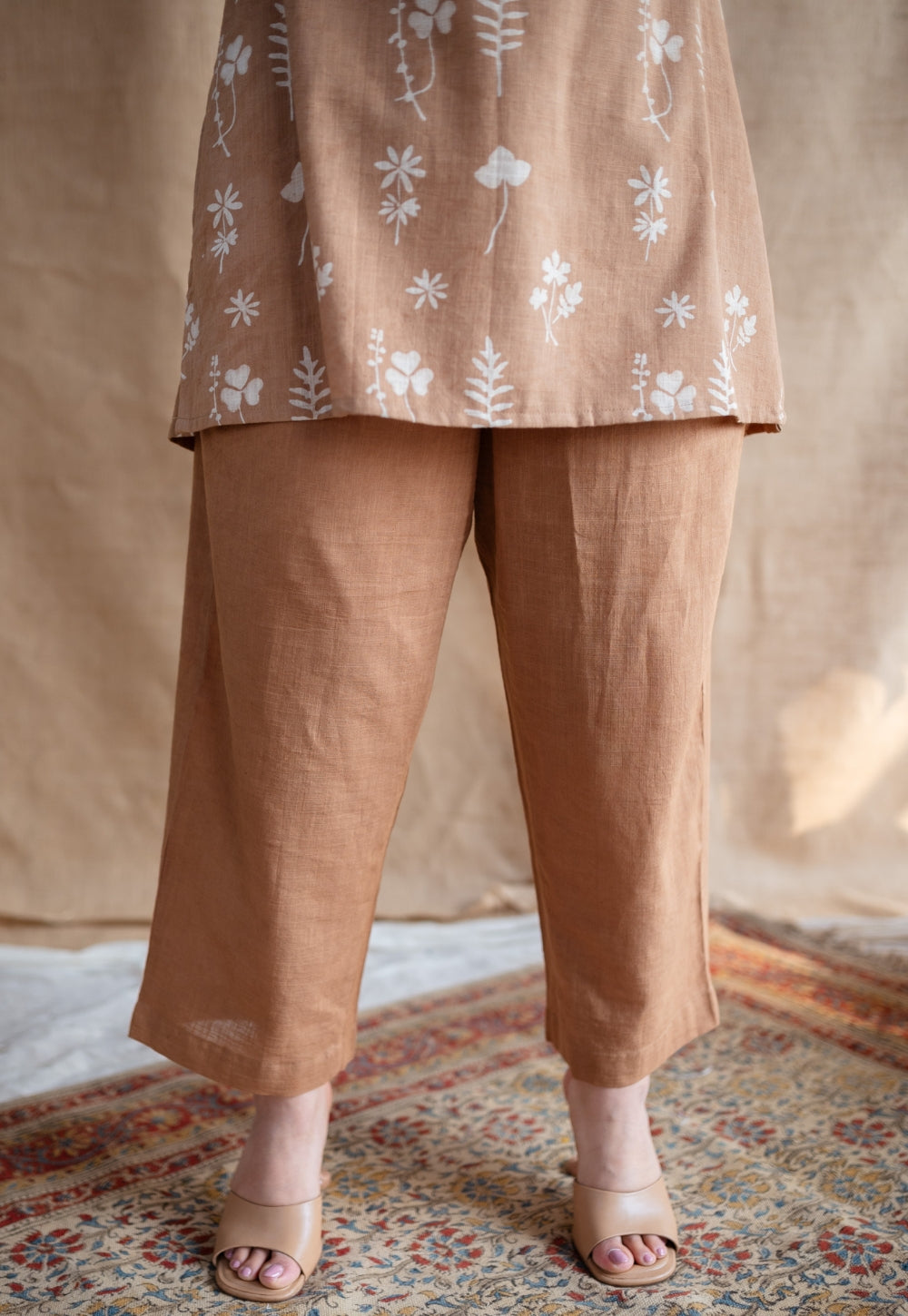 Tahin Slub Cotton Straight Pant