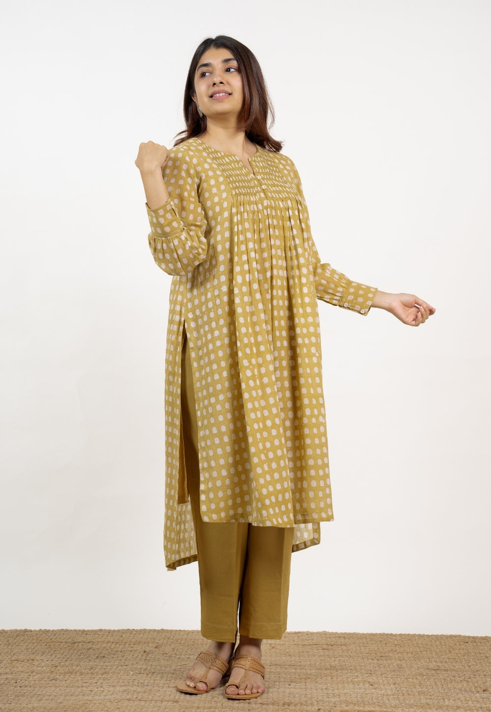 Alba Green Batik MulMul Kali Kurta