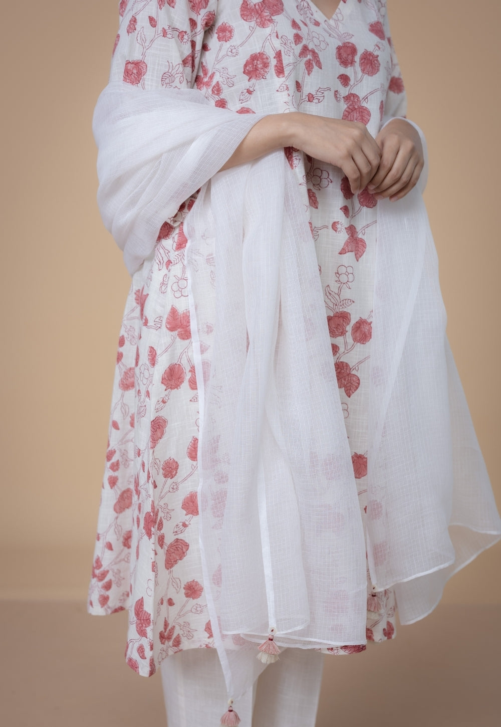 White Solid Kota Doria Cotton Dupatta