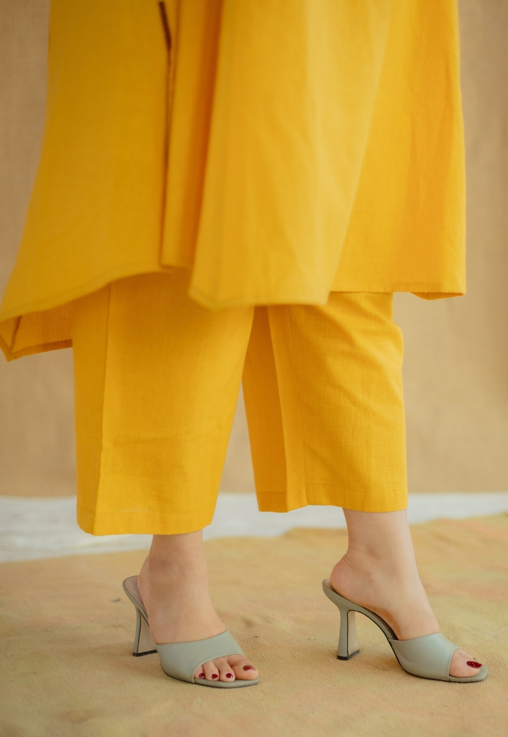 Yashi Mustard Solid Kala Cotton Straight Pant