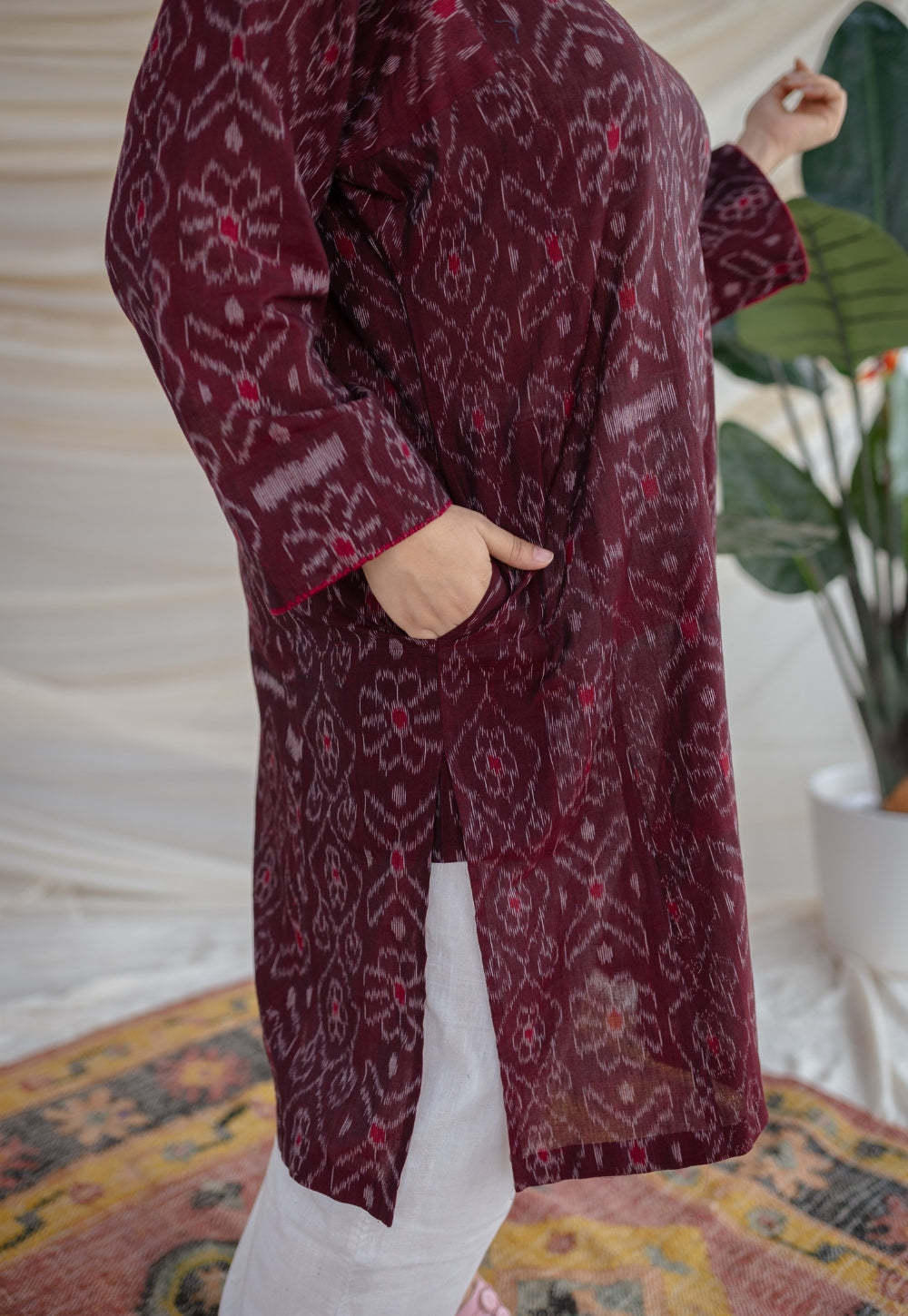 Harshaali Ikkat Cotton Jhabha Kali Kurta
