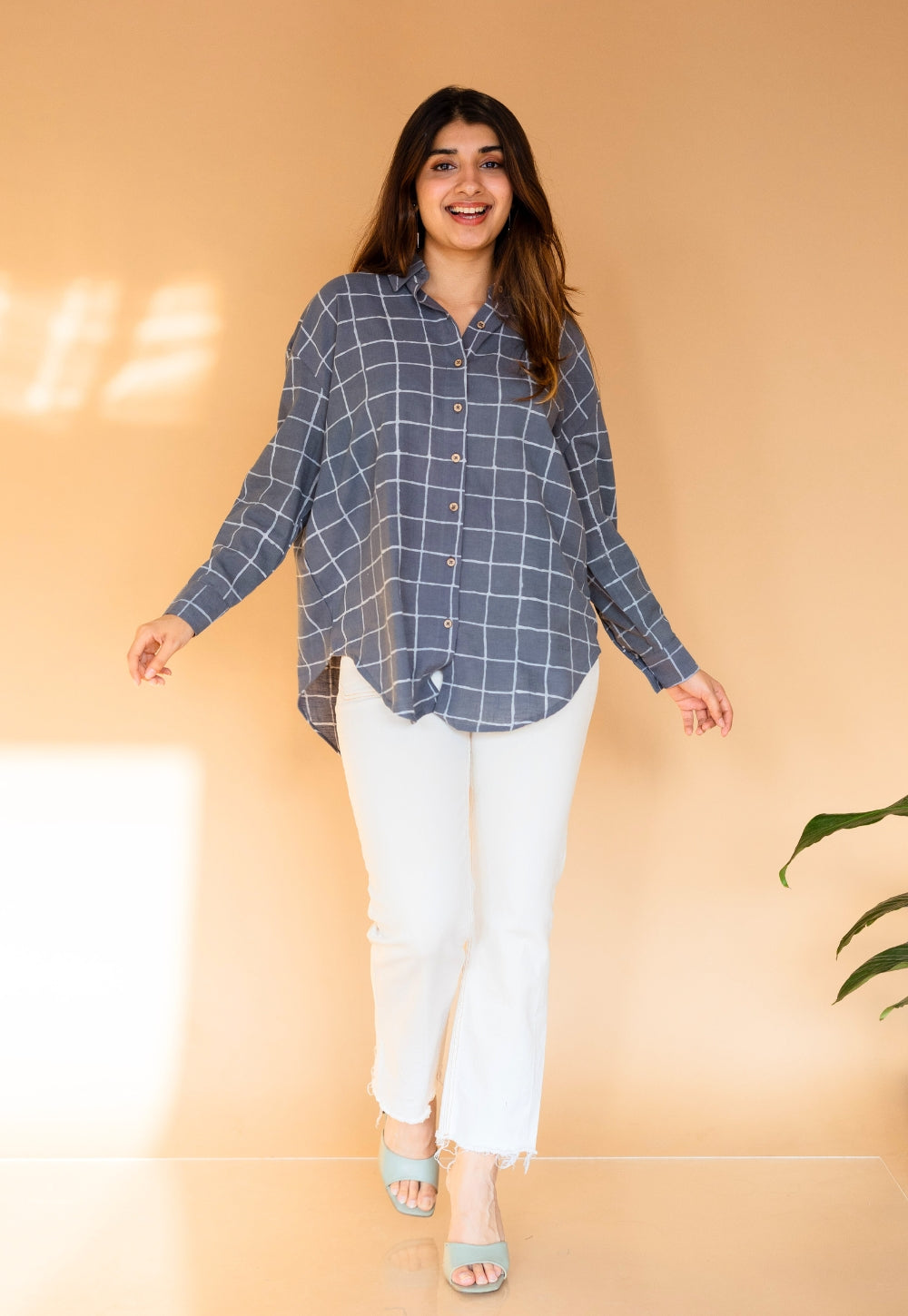 Ruhi Grey Dabu Slub Cotton Shirt
