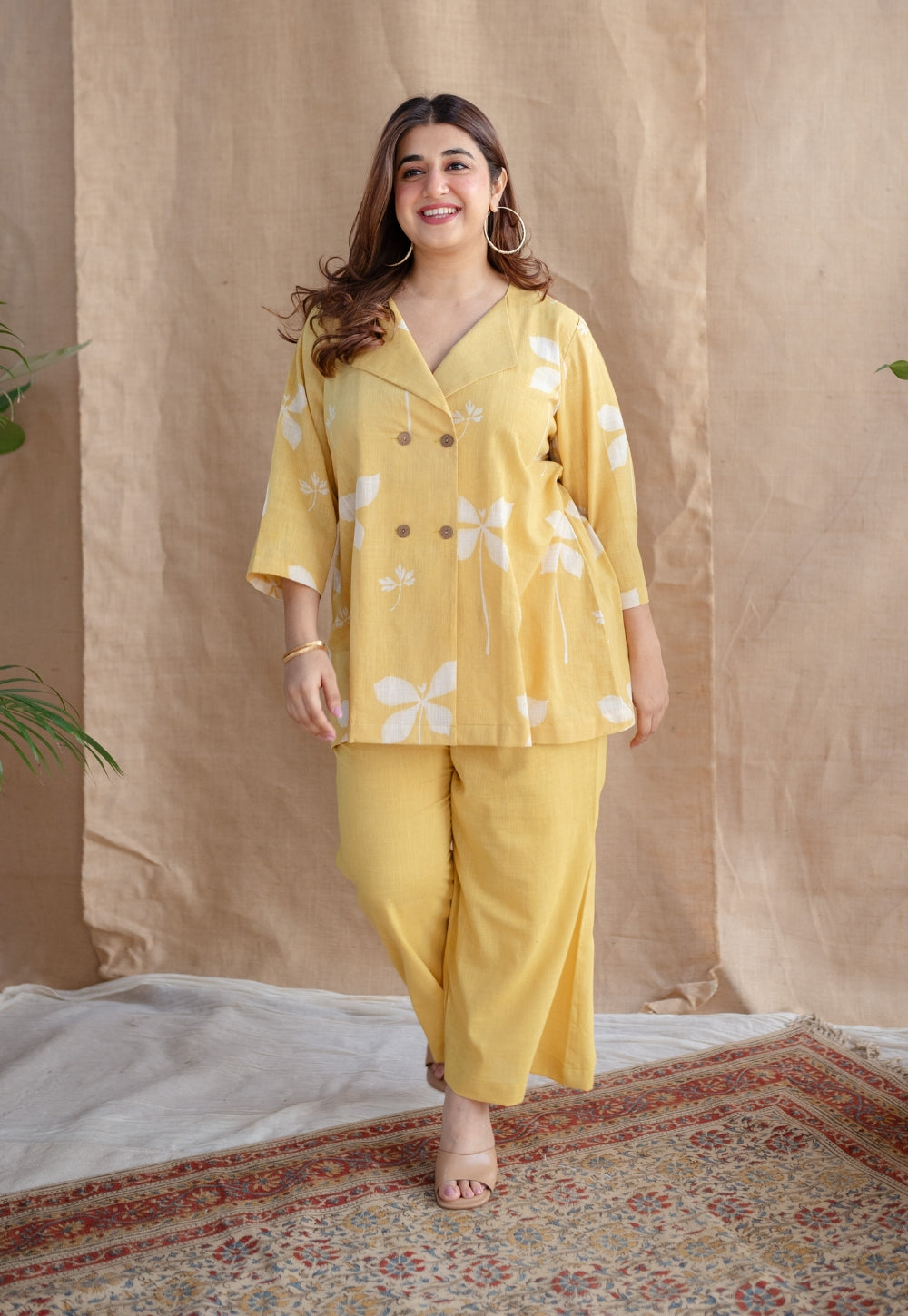 INDIAN ETHNIC WOMEN'S Zuelia Dabu Slub Cotton Co-ord Set 5XL