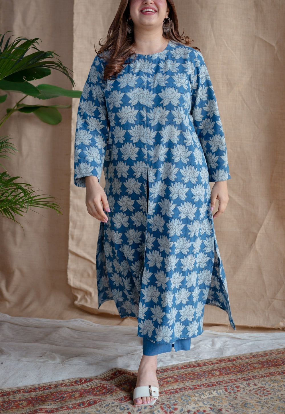 Zyra Dabu Slub Cotton Kurta