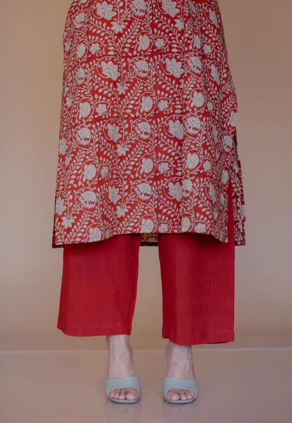 Sarah Red Bagru Cotton Kali Suit Set (Set of 3)