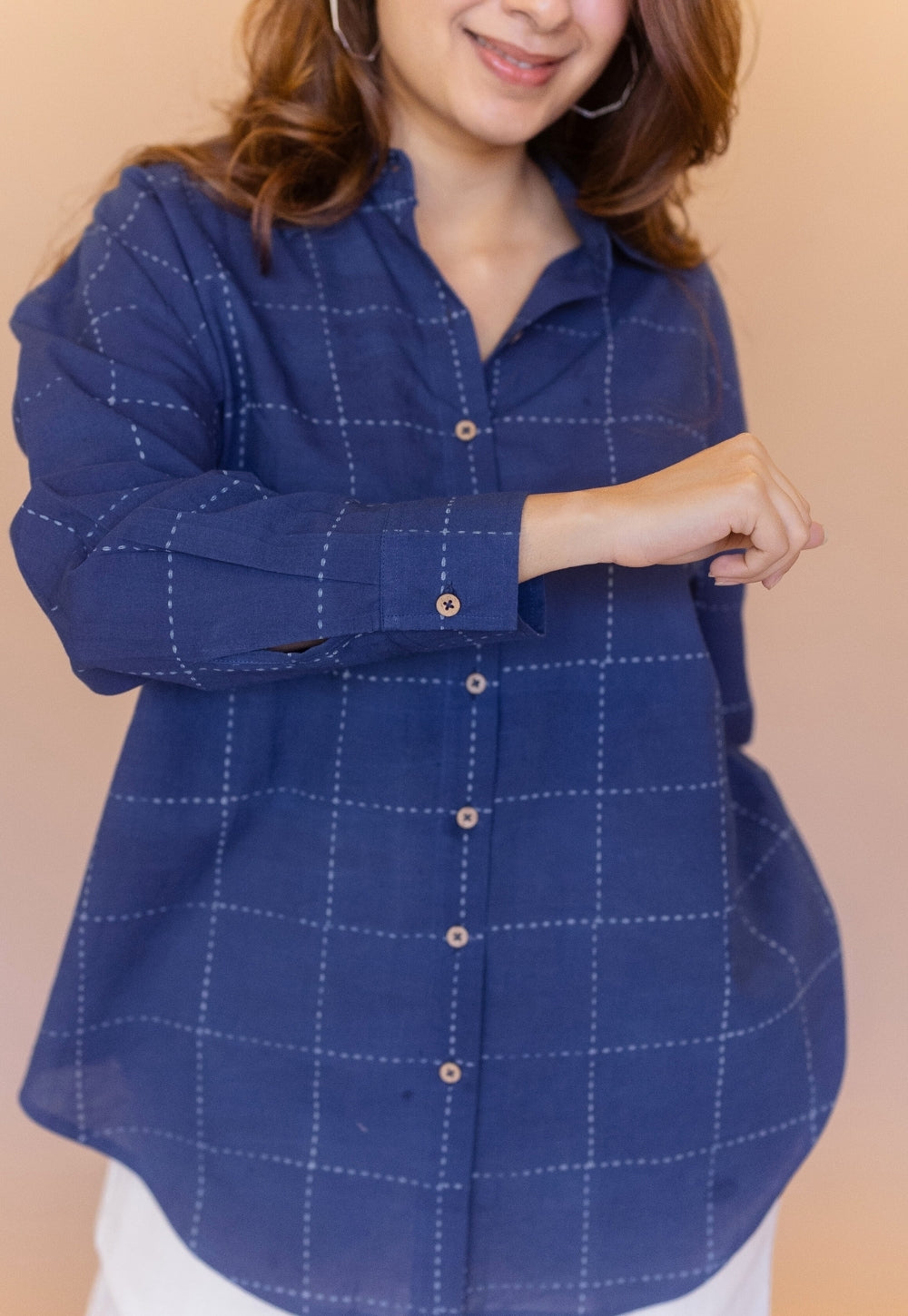Ruhi Blue Dabu Cotton Anti-Fit Shirt