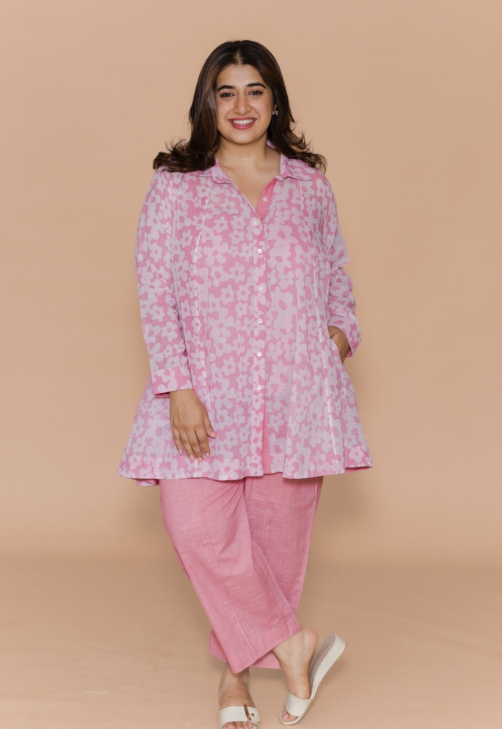 Zaria Pink Batik Mul Anit-Fit Short Top