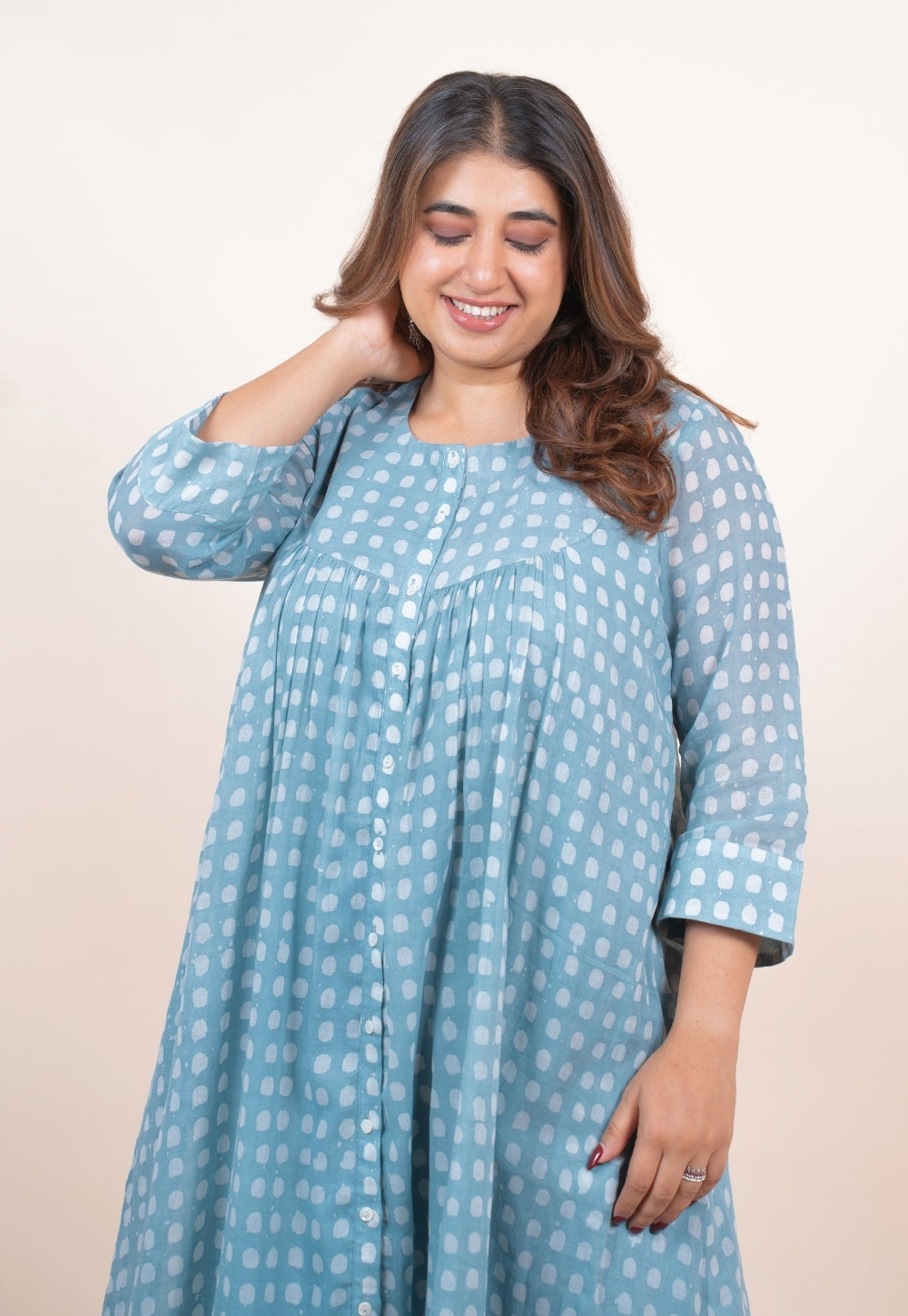 Samira Blue Batik MulMul A Line Kurta