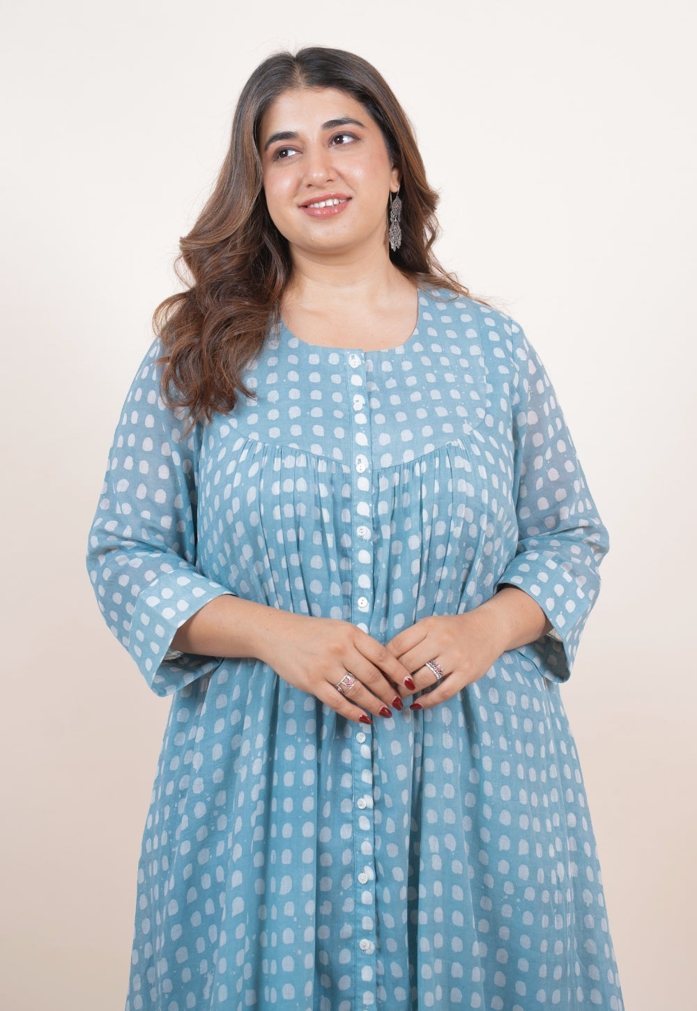 Samira Blue Batik MulMul A Line Kurta