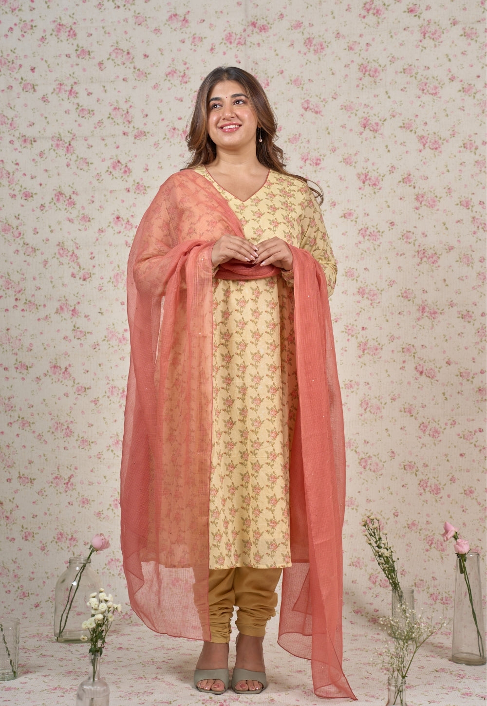 Orange Solid Kota Doria Dupatta