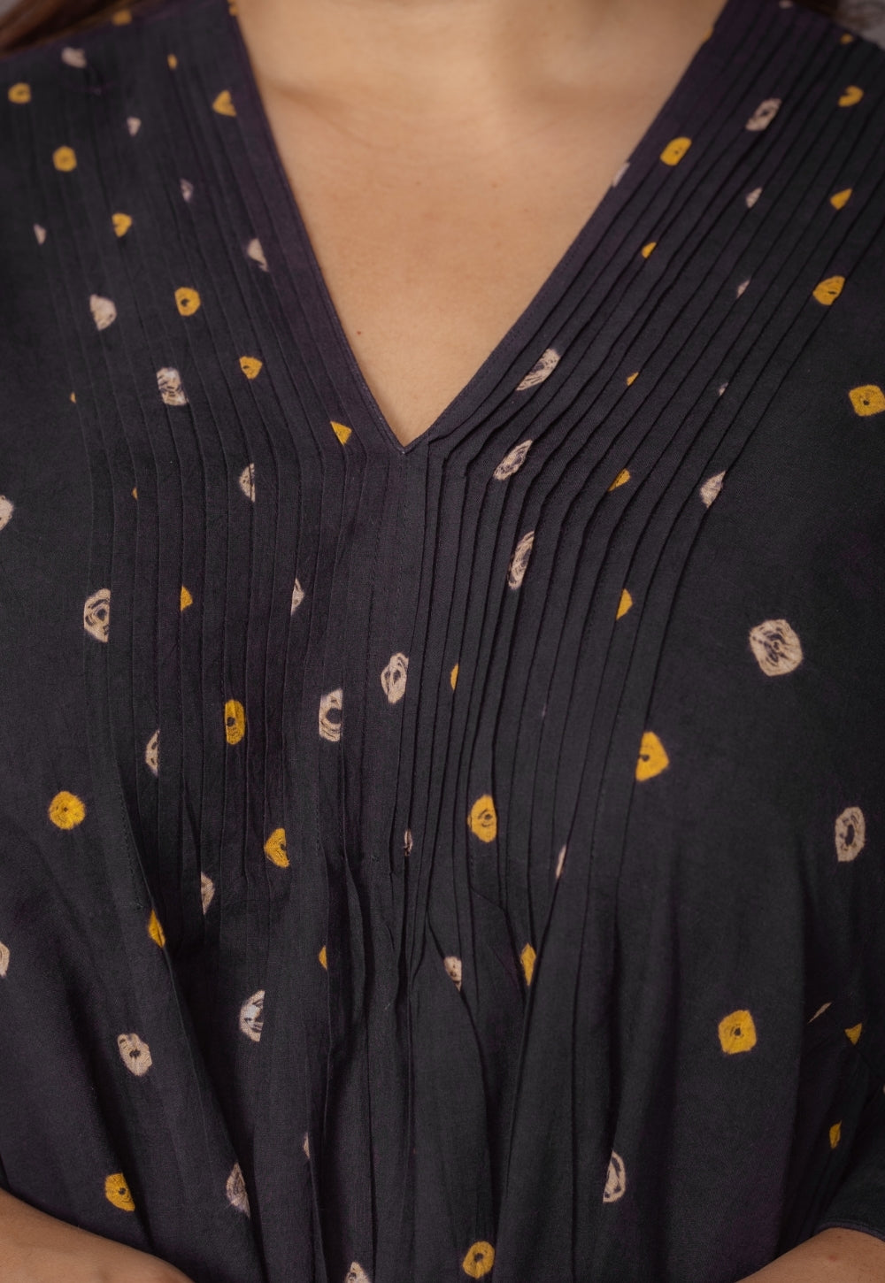Urvi Black Bandhani Cotton A Line Kurta with Dupatta
