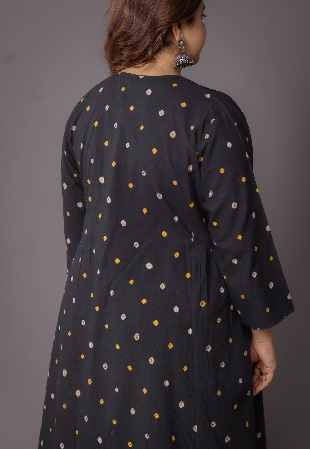 Urvi Black Bandhani Cotton A Line Kurta Set (Set of 2)
