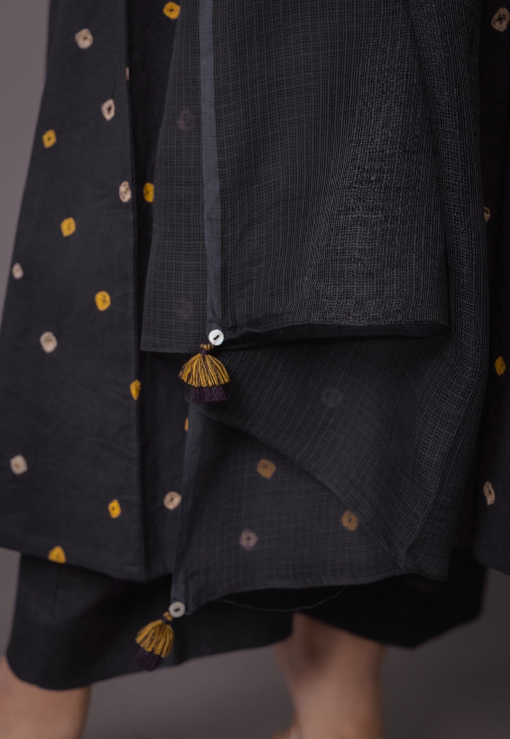 Black Solid Kota Doria Dupatta