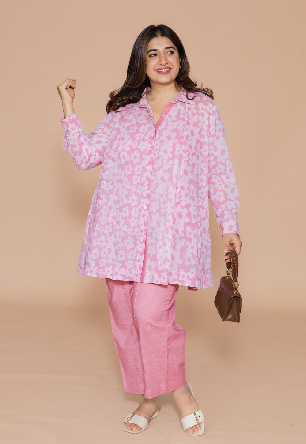 Zaria Pink Batik Mul Anit-Fit Short Top