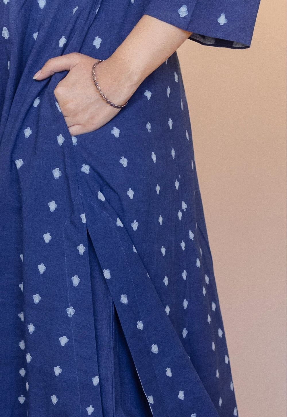 Shikha Blue Dabu Cotton Kali Kurta