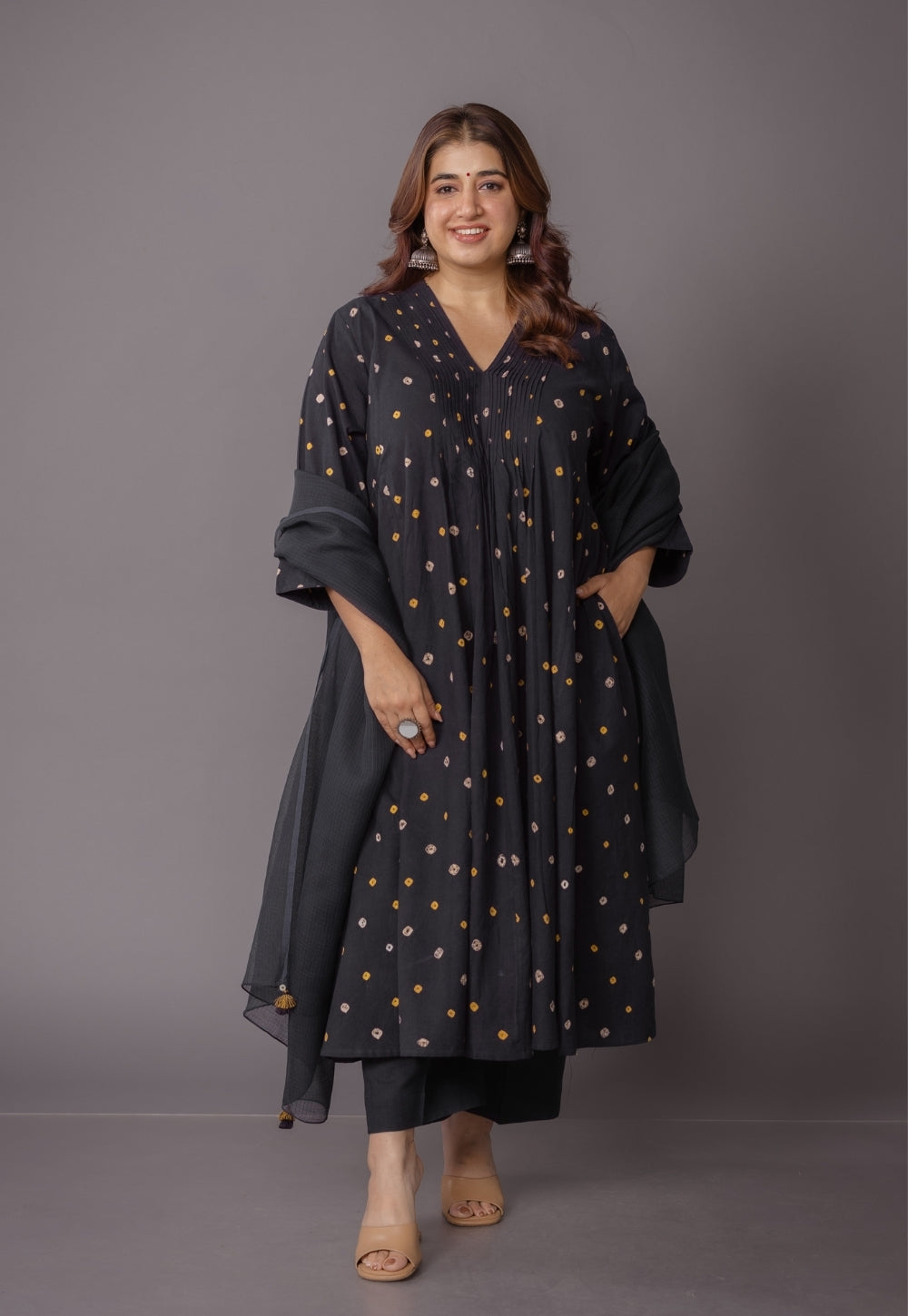 Black Solid Kota Doria Dupatta