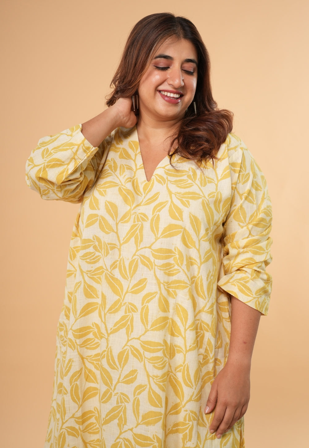 Ritika Yellow Hand Block Print Slub Cotton Jhabbha Kali Kurta Set (Set of 2)