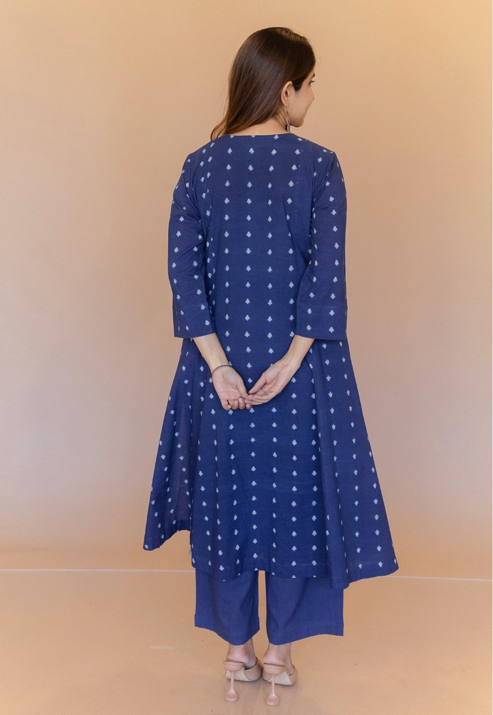 Shikha Blue Dabu Cotton Kali Kurta