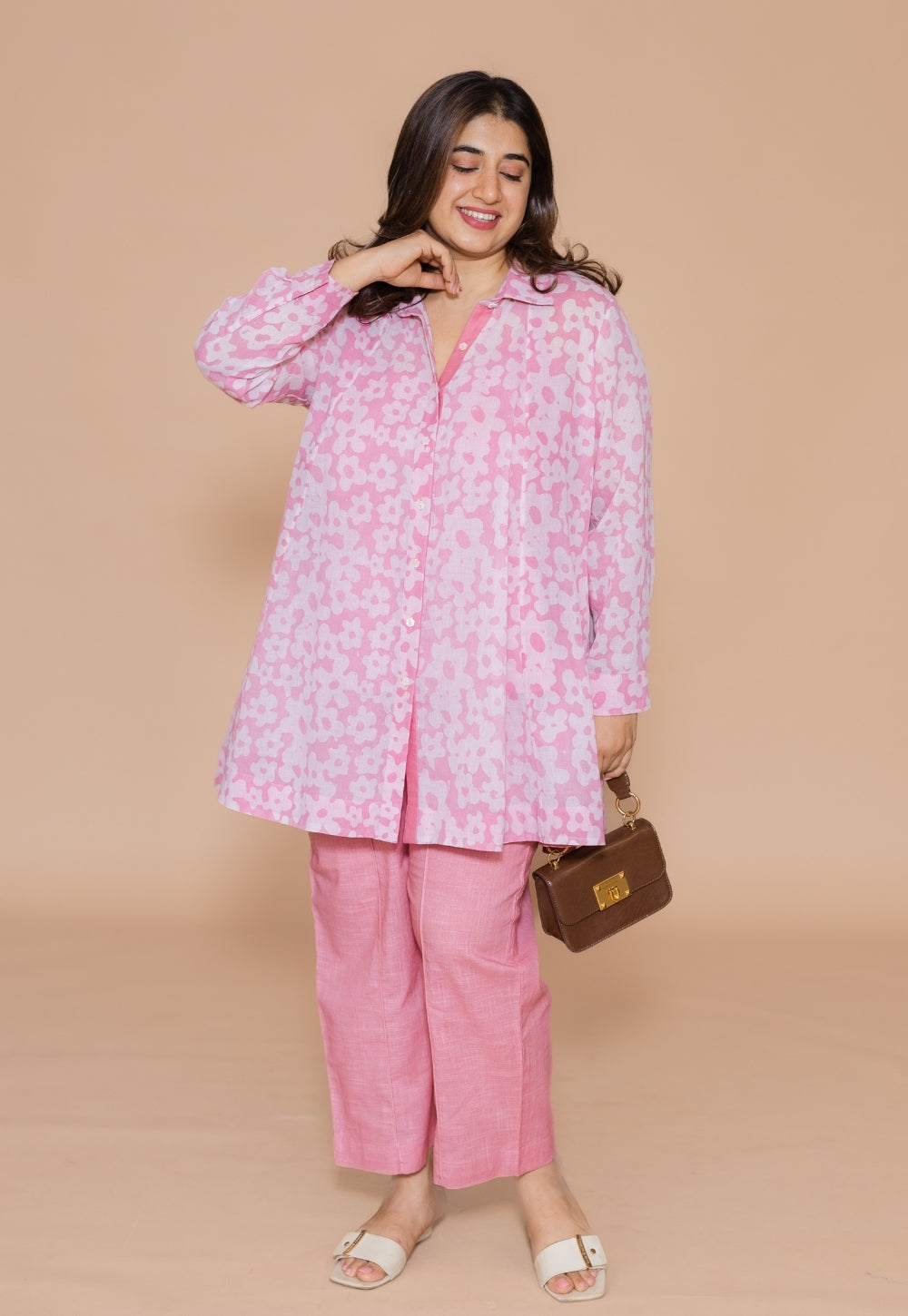 Zaria Pink Batik Mul Anit-Fit Short Top