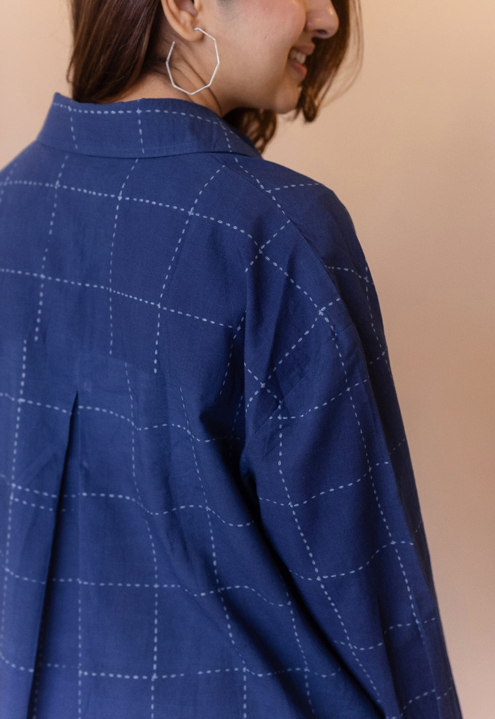 Ruhi Blue Dabu Cotton Anti-Fit Shirt