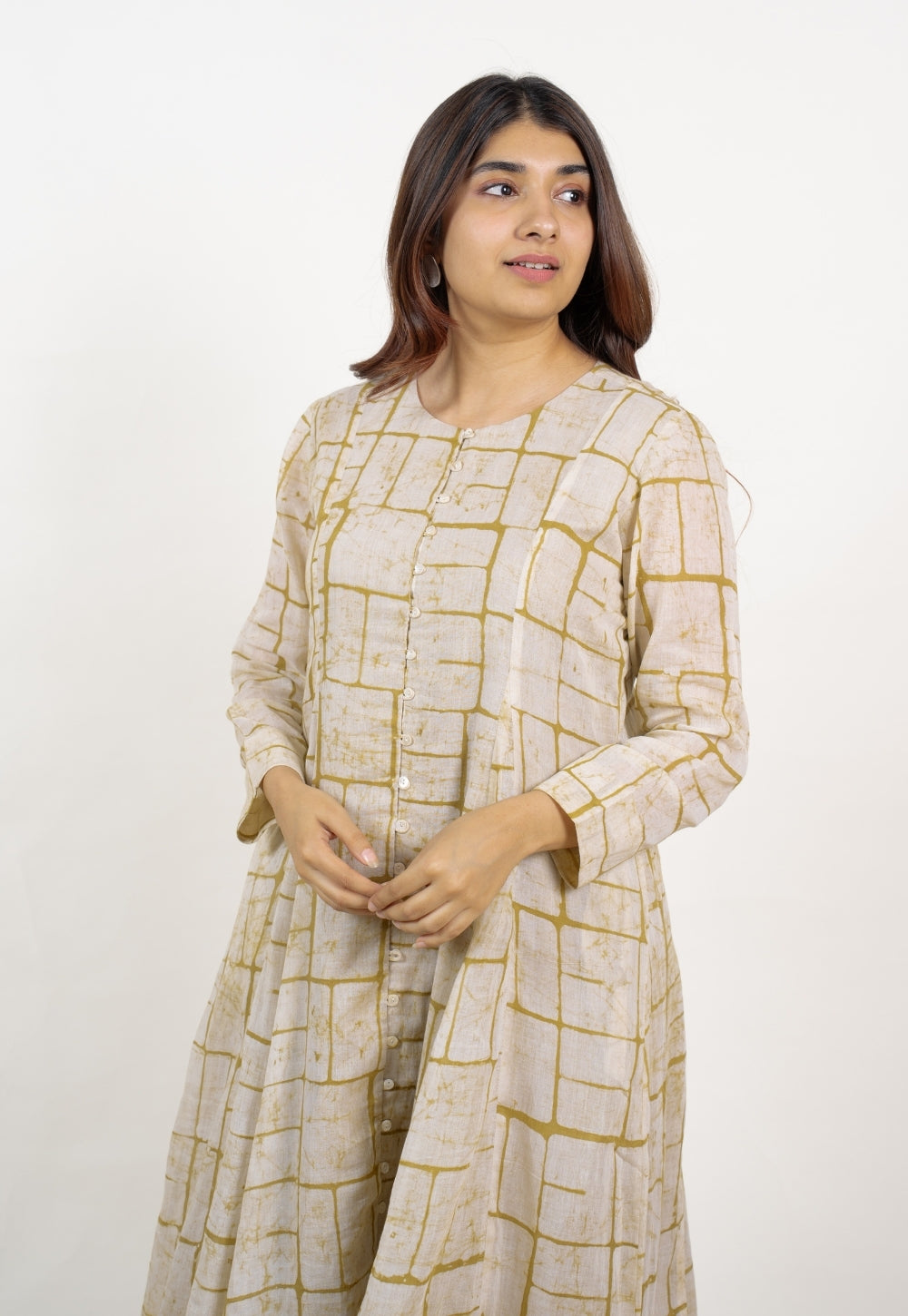 Nayla Green Batik MulMul A Line Kurta