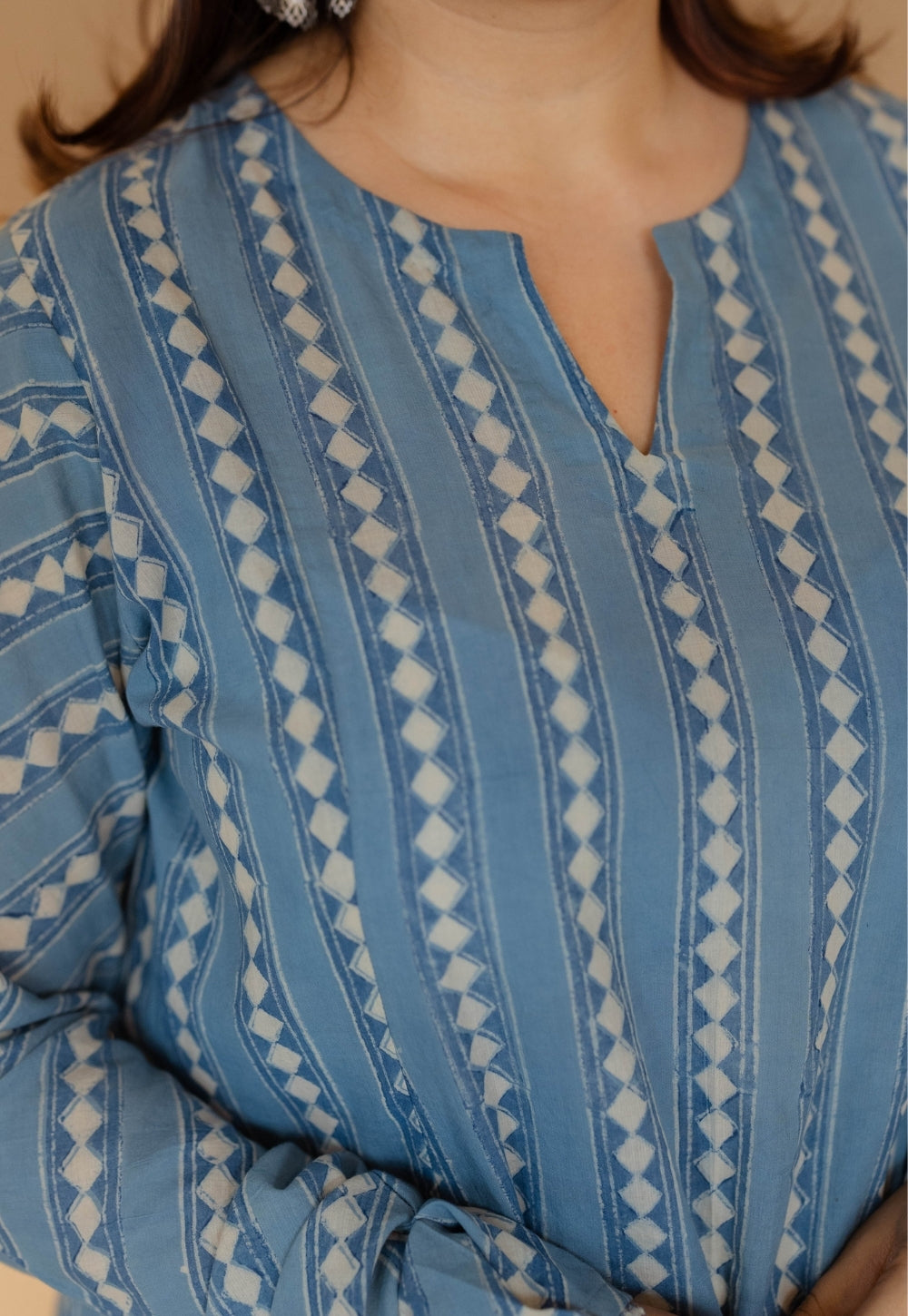 Shinat Blue Ajrakh Cotton Kali Kurta