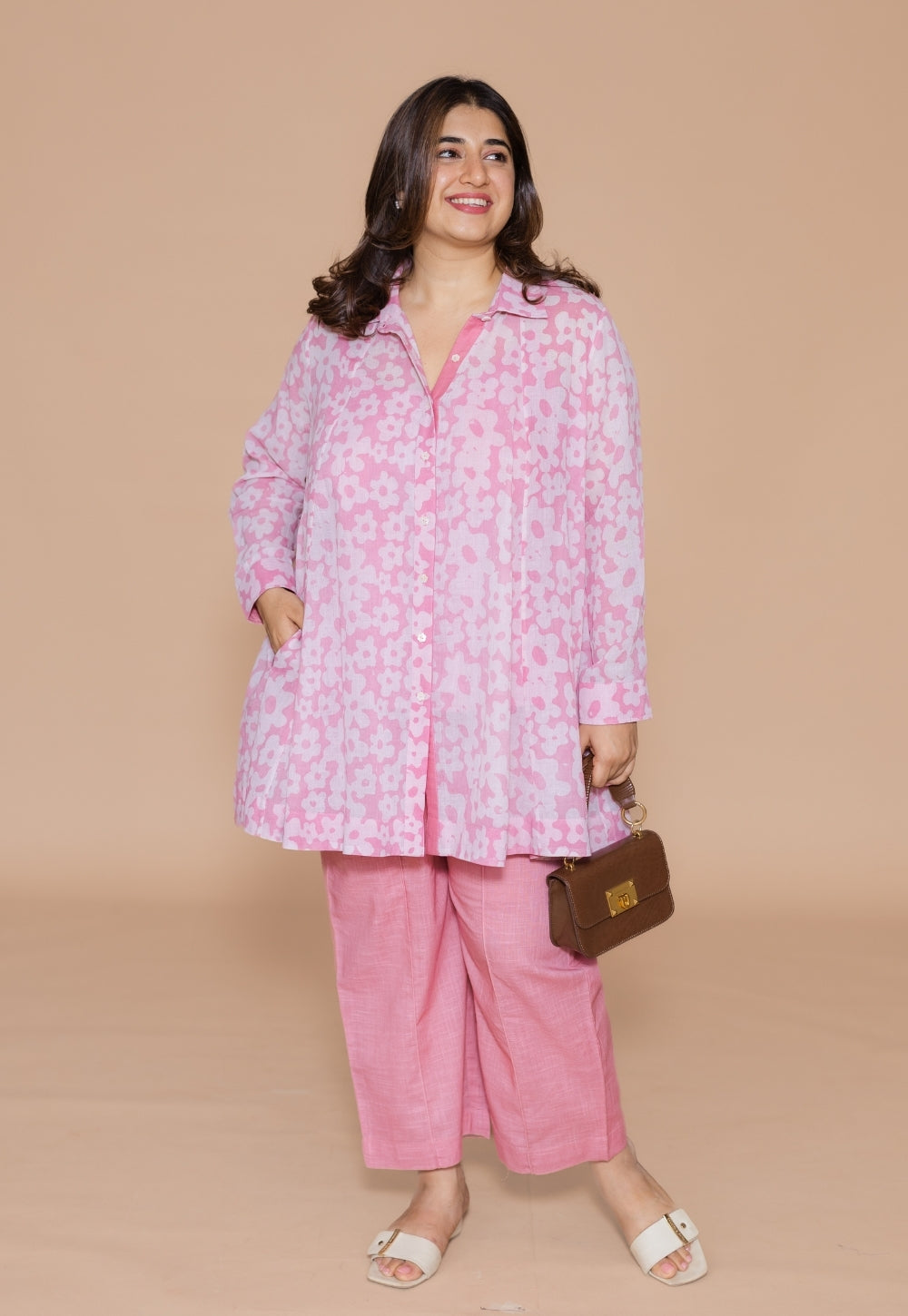Zaria Pink Batik Mul Anit-Fit Short Top