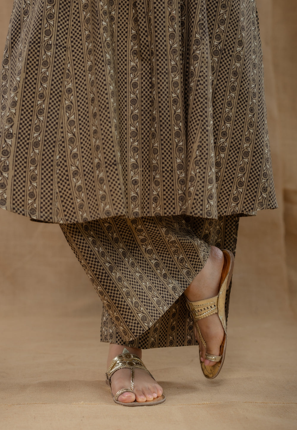 Raahi Grey Ajrakh Cotton A Line Co-Ord Set