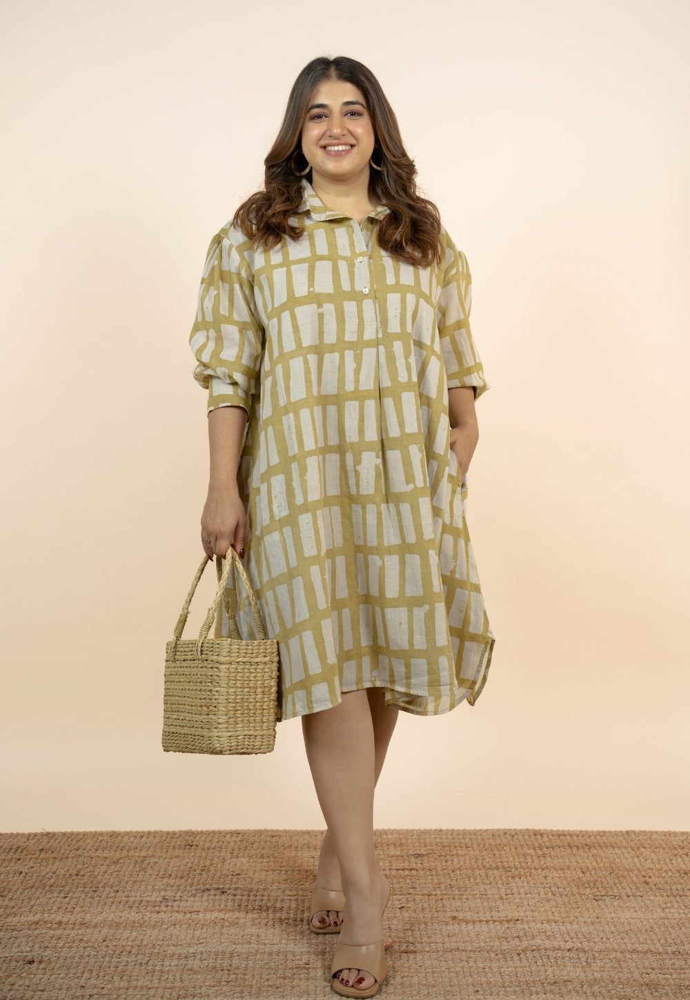 Aiman Green Batik MulMul A Line Dress