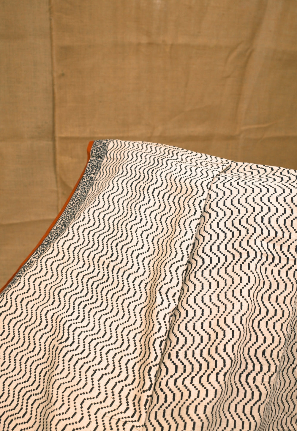 Red Butti Bagru Hand Block Print Cotton Saree