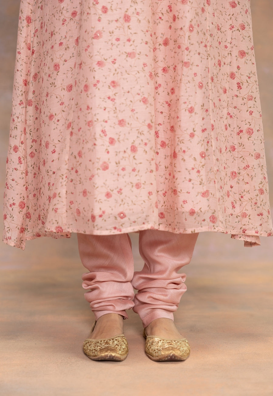 Miral Pink Solid Cotton Satin Churidar