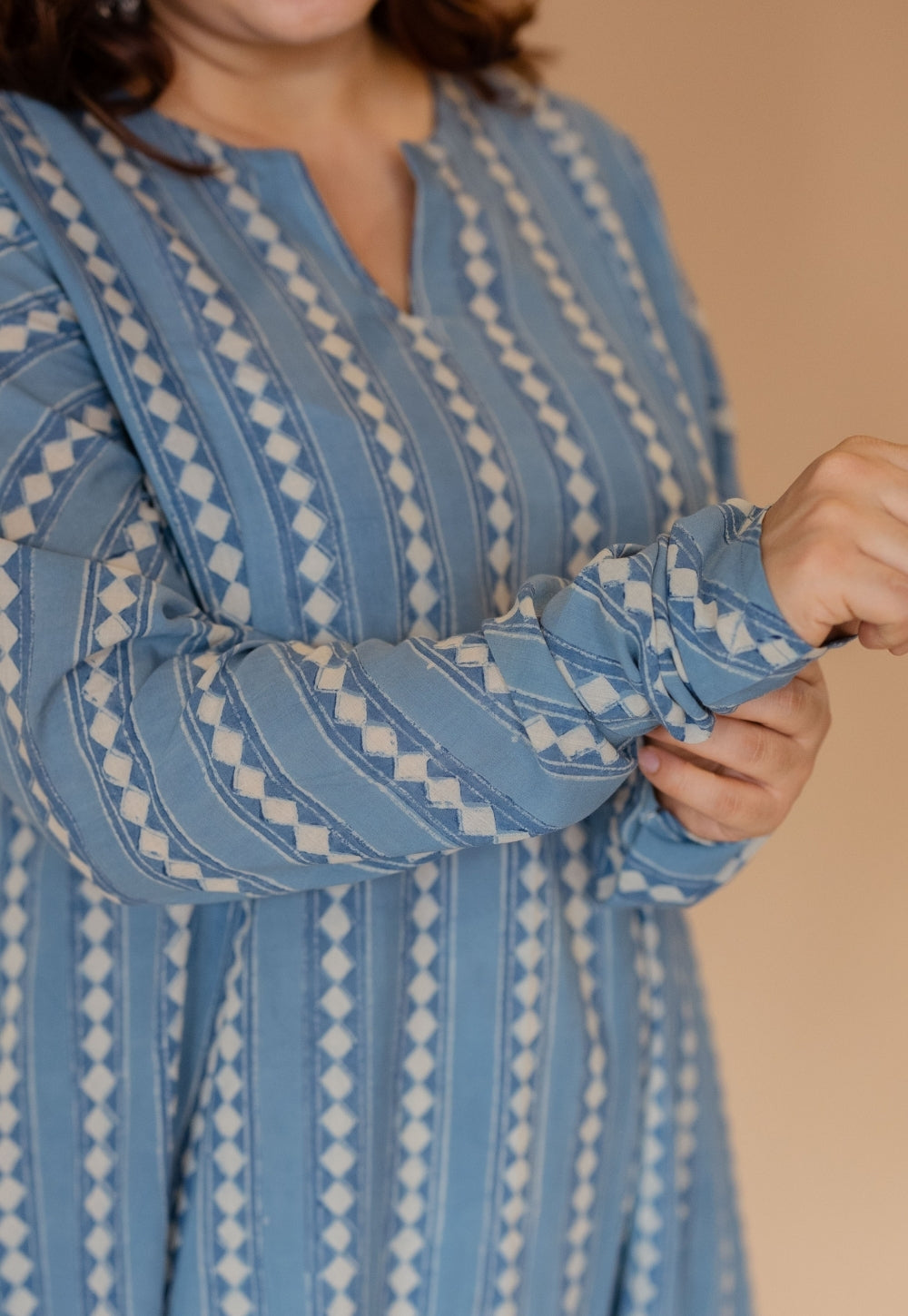 Shinat Blue Ajrakh Cotton Kali Kurta