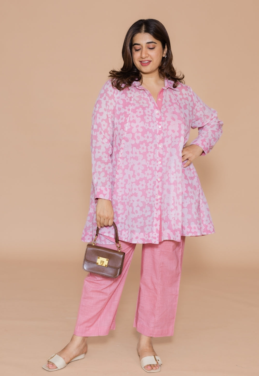 Zaria Pink Batik Mul Anit-Fit Short Top