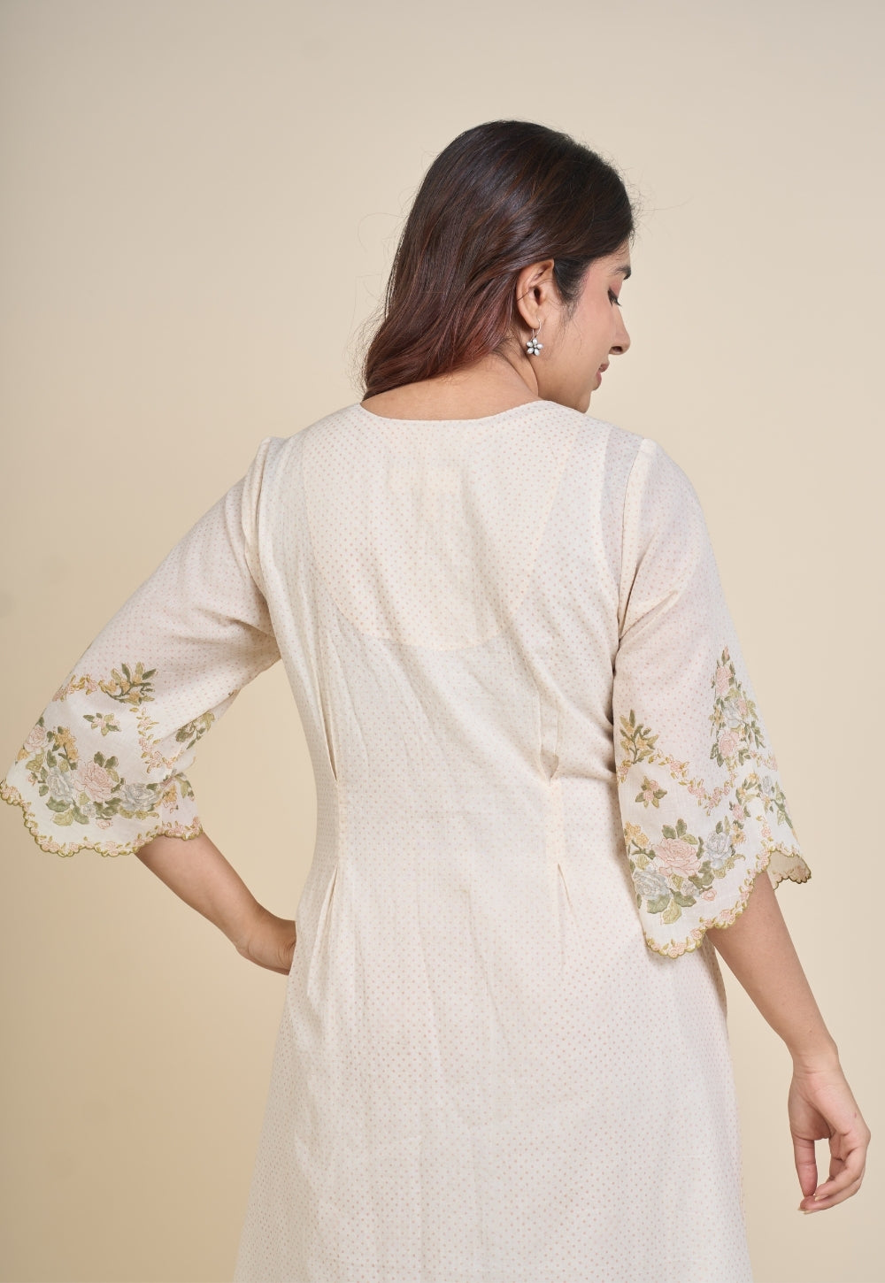 Zia White Sanganeri Mul Cotton A Line Dress
