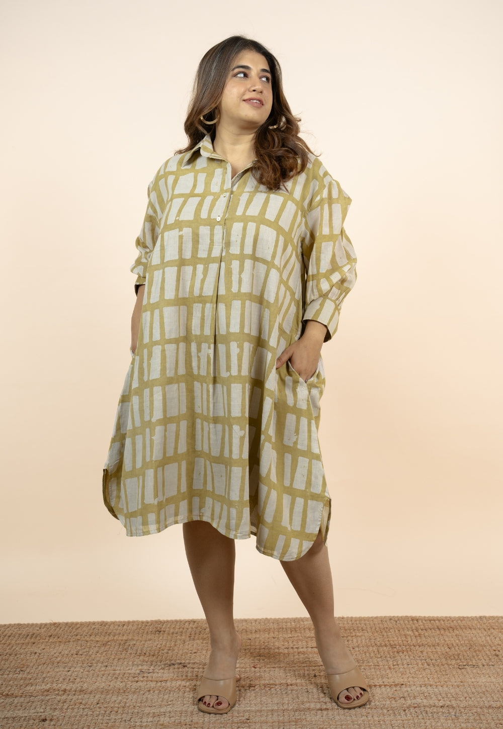 Aiman Green Batik MulMul A Line Dress