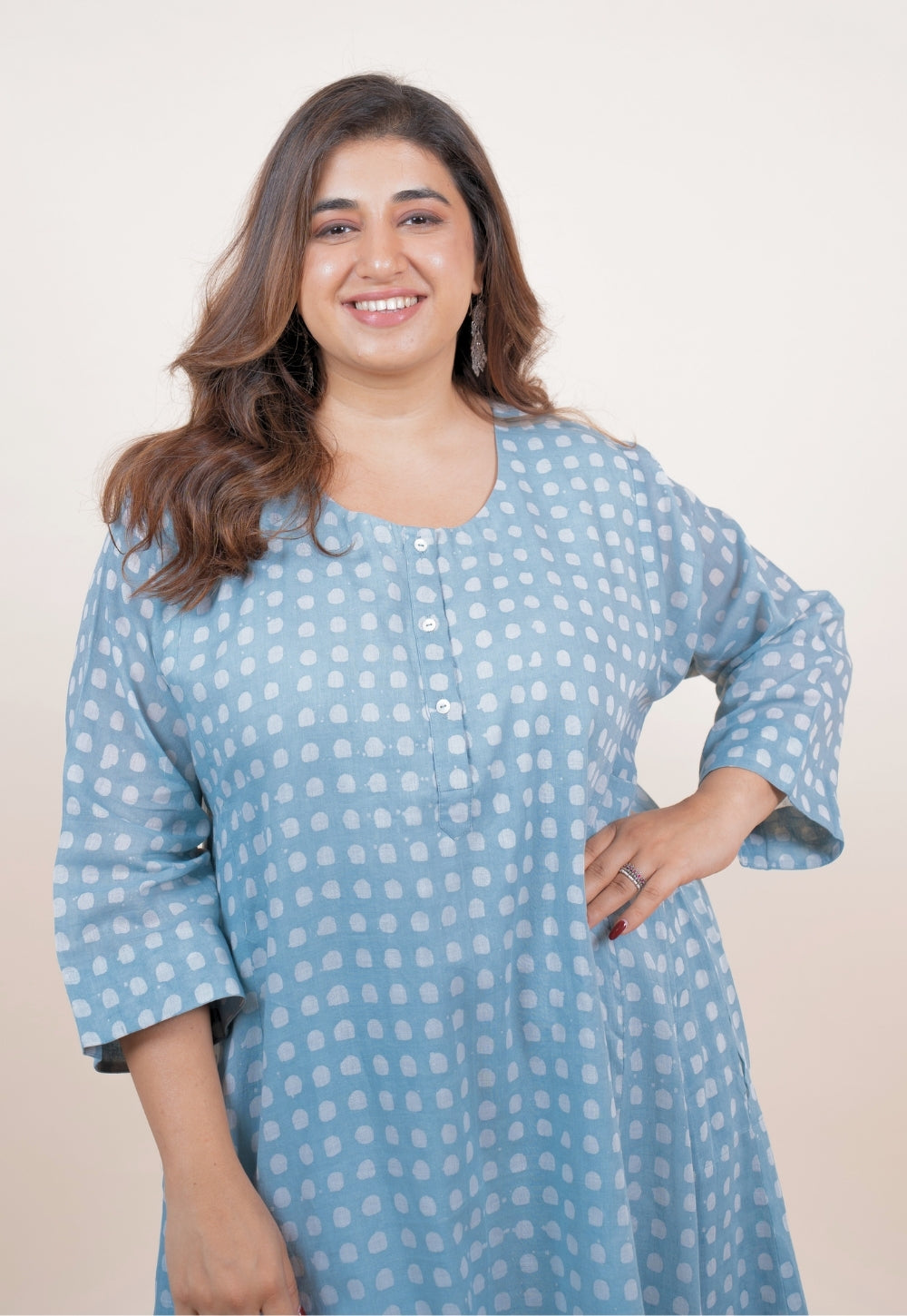 Sufia Blue Batik MuMul Jhabbha Kali Kurta