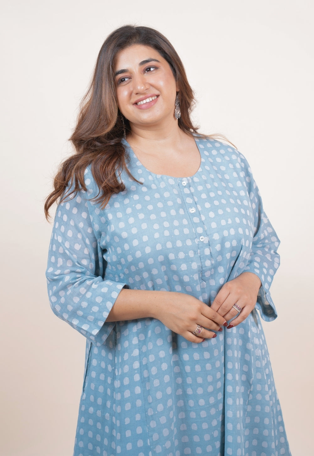 Sufia Blue Batik MuMul Jhabbha Kali Kurta