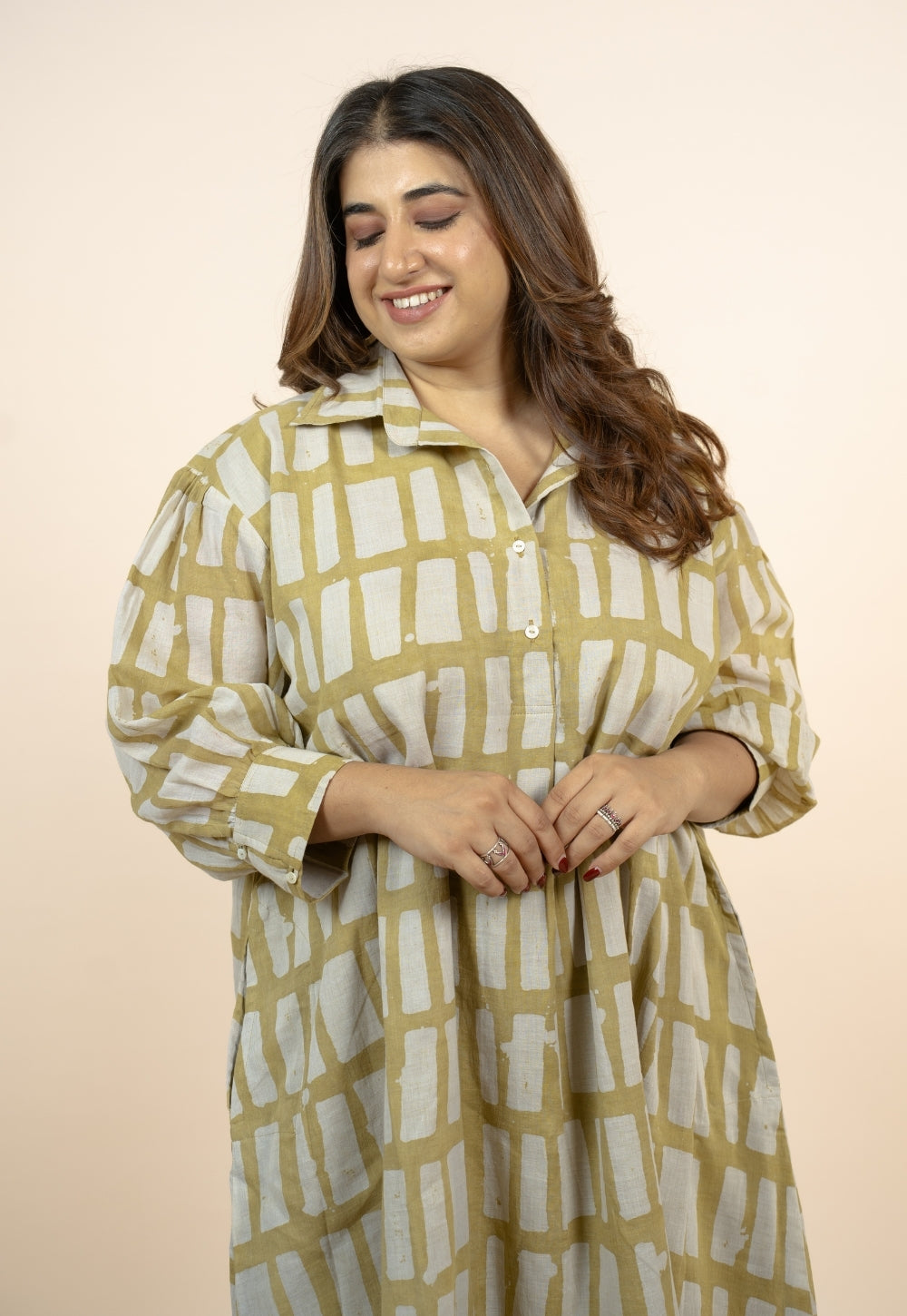 Aiman Green Batik MulMul A Line Dress