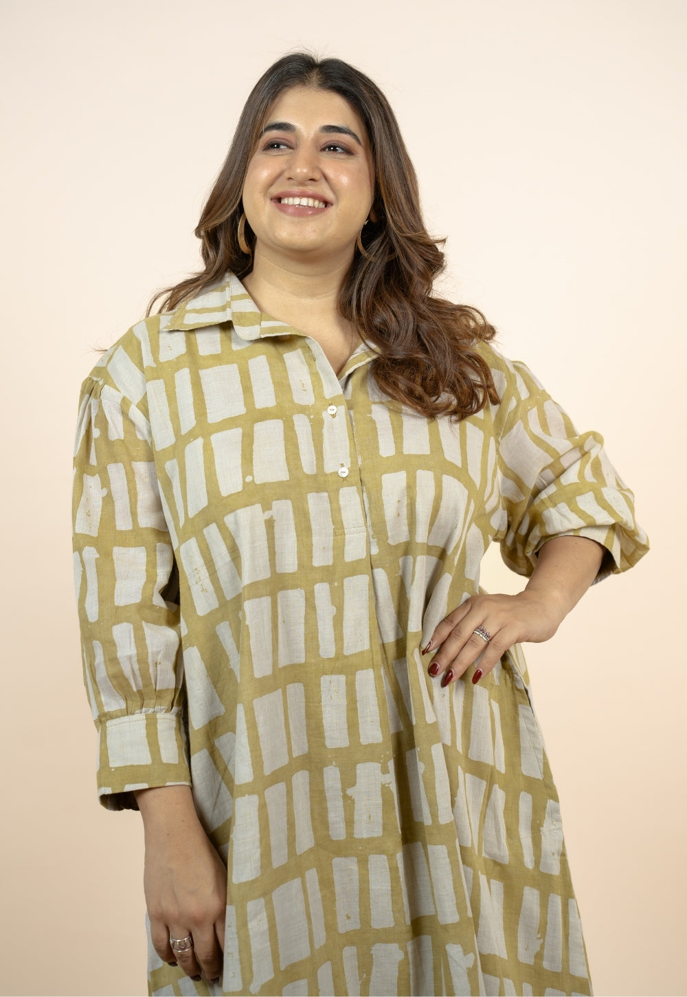 Aiman Green Batik MulMul A Line Dress