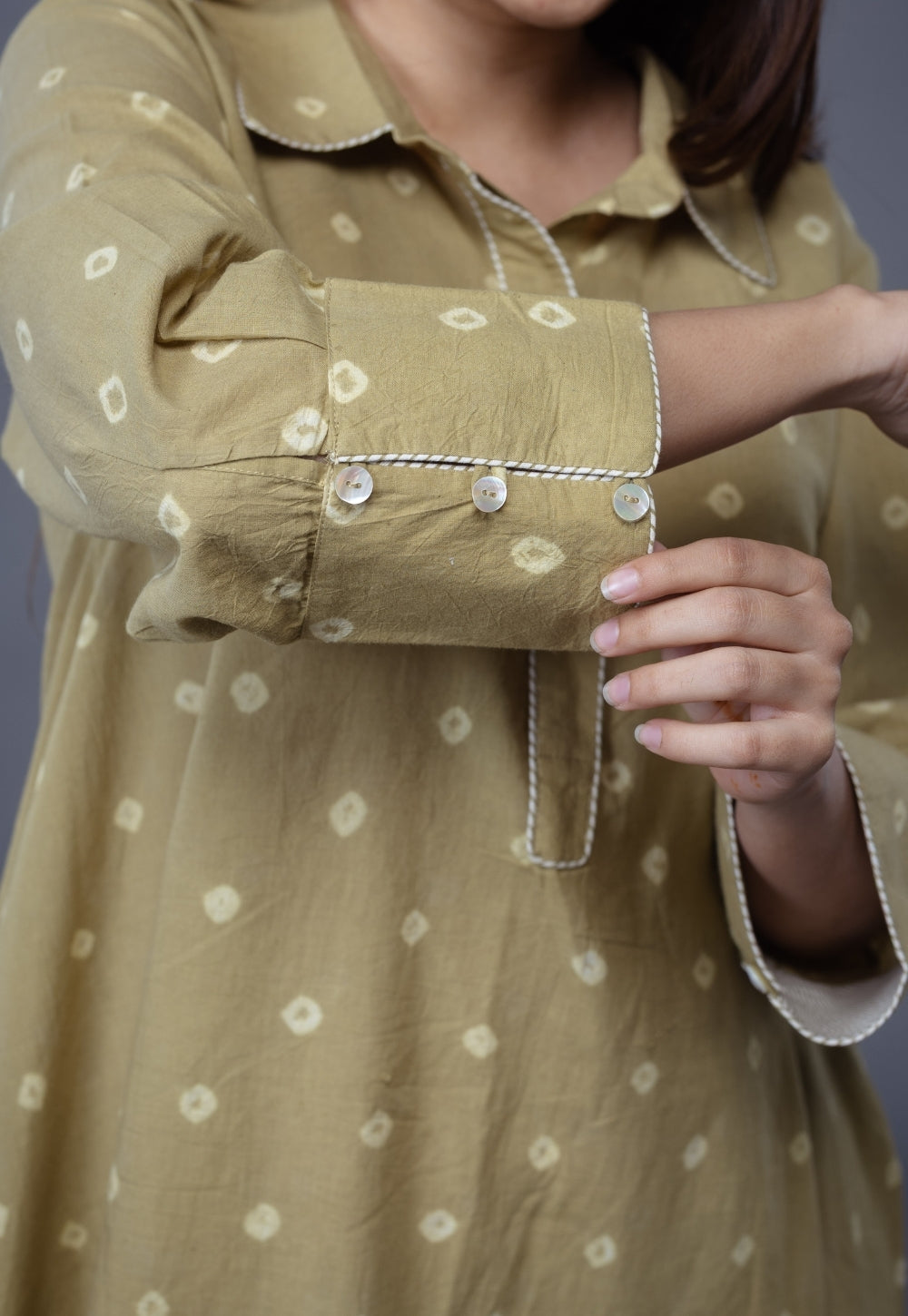 Srisha Green Bandhani Cotton A Line Dress