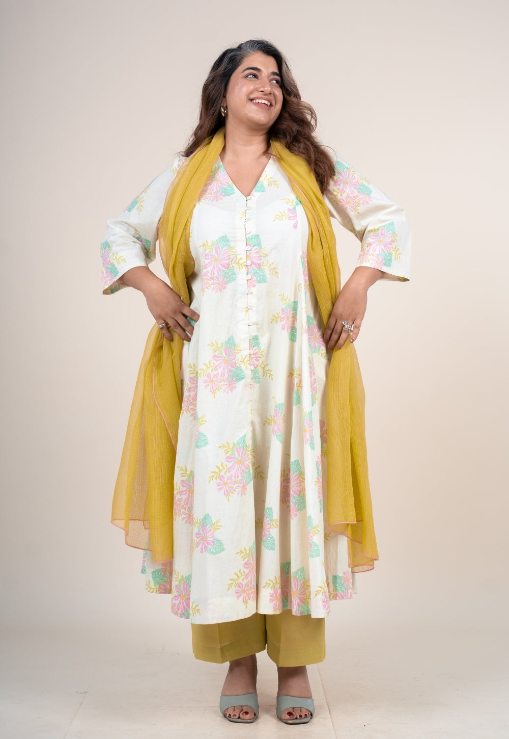 Lime Green Solid Kota Doria Cotton Dupatta Tassels