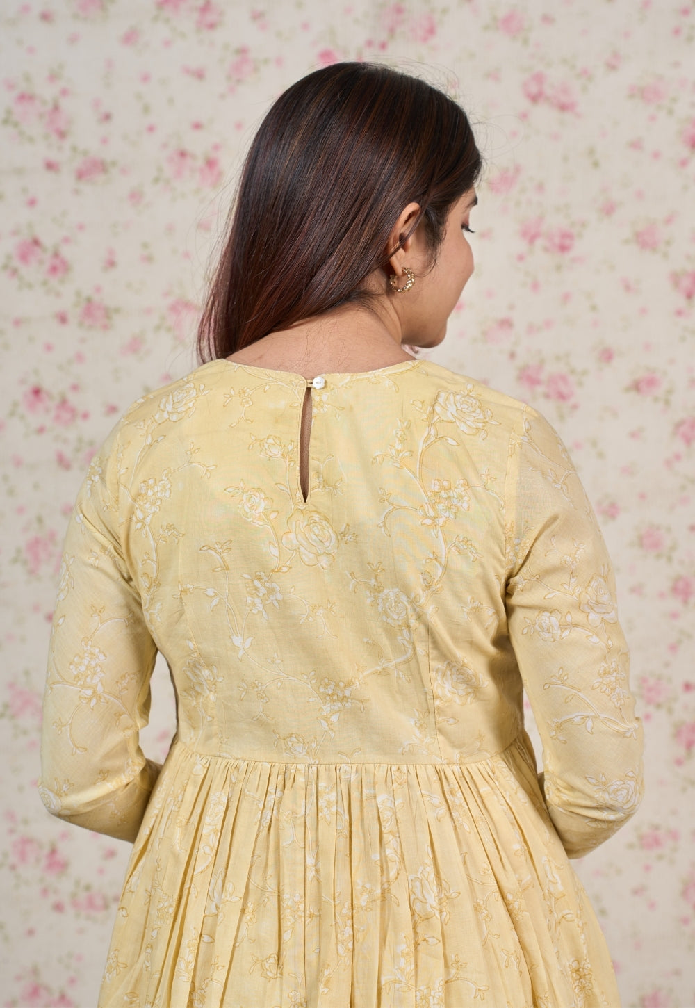 Amy Yellow Sanganeri Mul Cotton A Line Kurta Set (Set of 2)