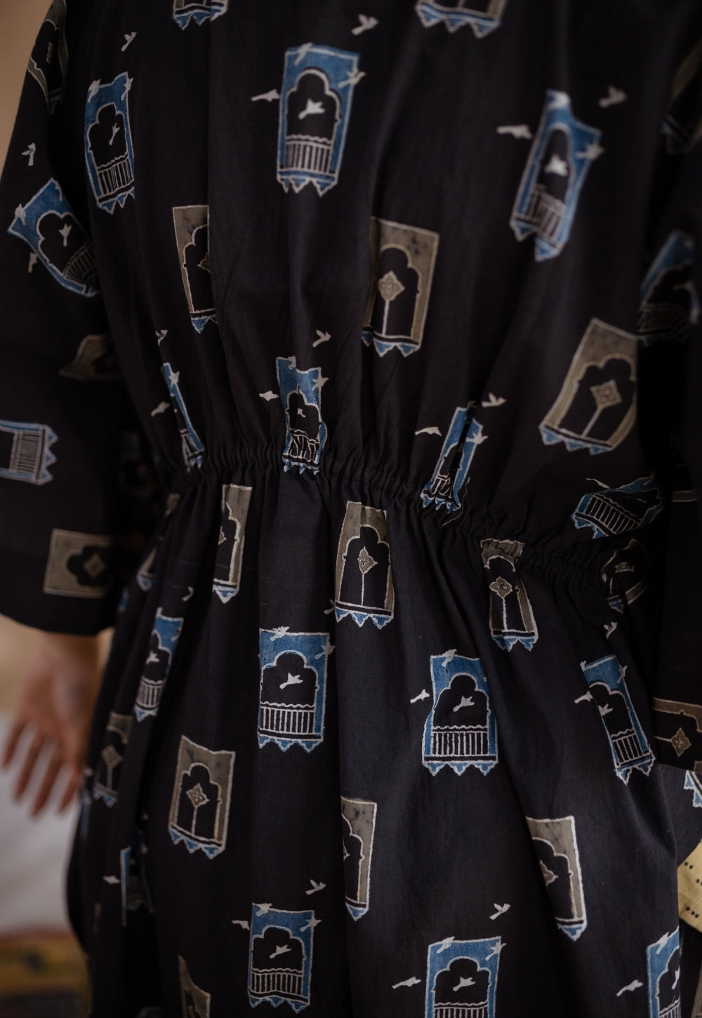 Sona Charcoal Ajrakh Cotton Anti-Fit Kaftan