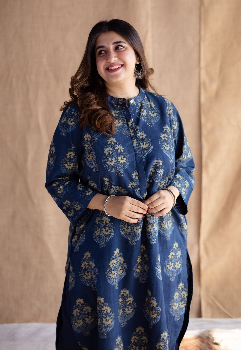 Shrishti Indigo Ajrakh Cotton Straight Kurta