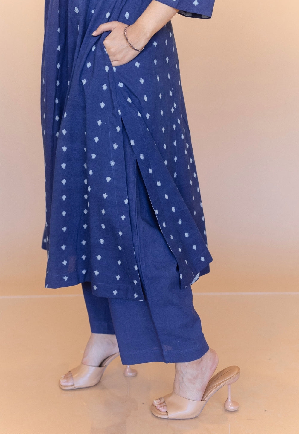 Shikha Blue Dabu Cotton Kali Kurta
