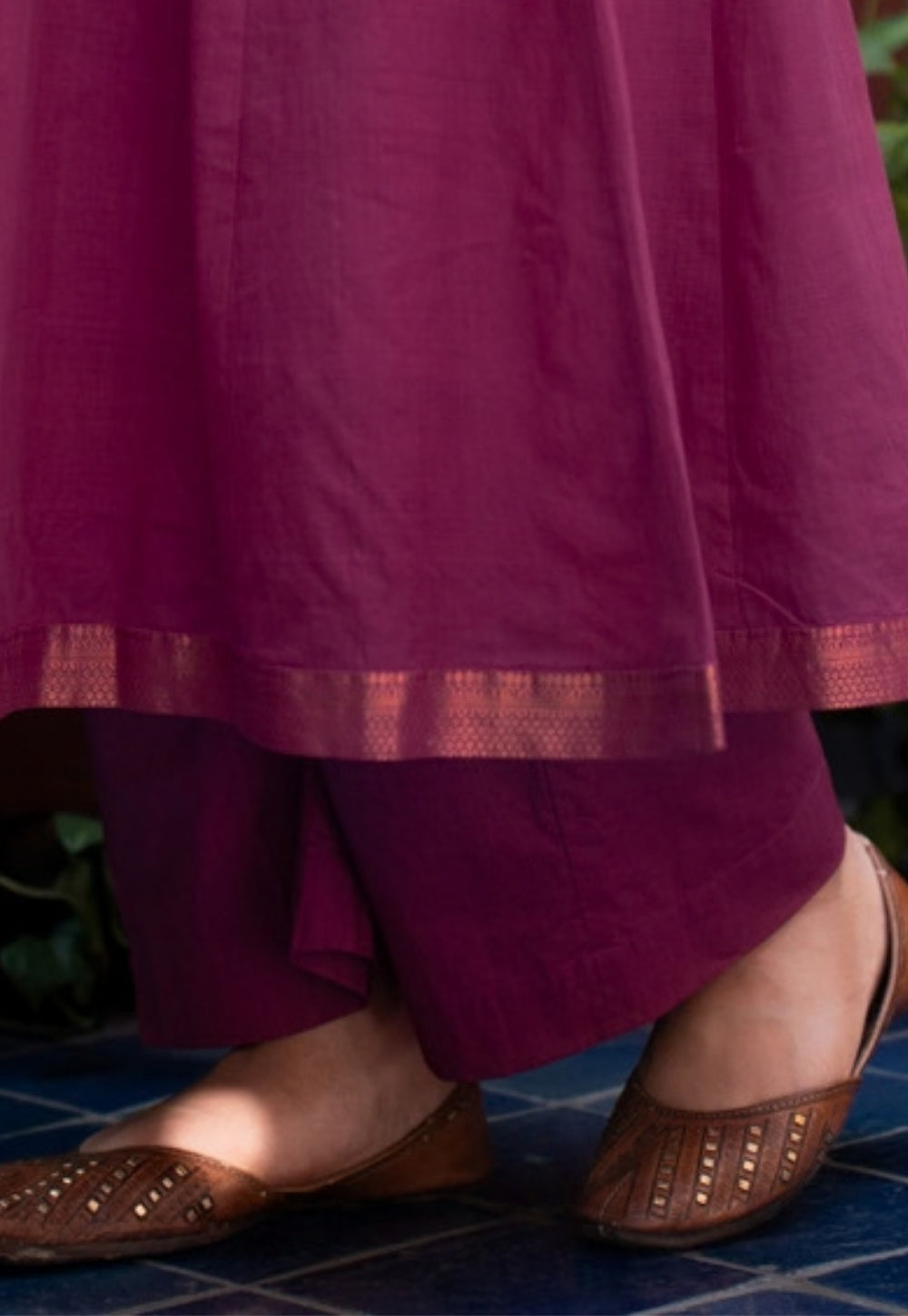 Yashi Magenta Solid Cotton Flex Straight Pant