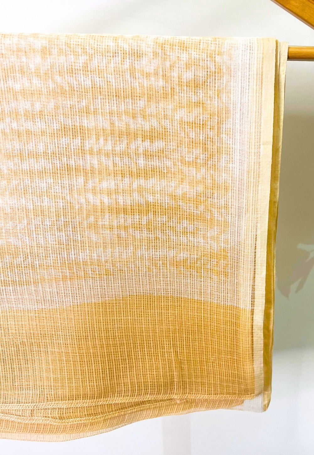 Off White Leaf Hand Block Print Kota Doria Cotton Dupatta